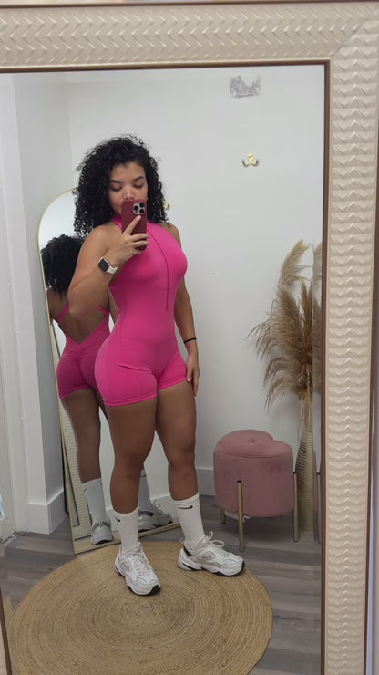 Fitness Yoga Jumpsuit With Zipper Summer Backless Shorts Jumpsuit Bodysuit For Women Clothing
