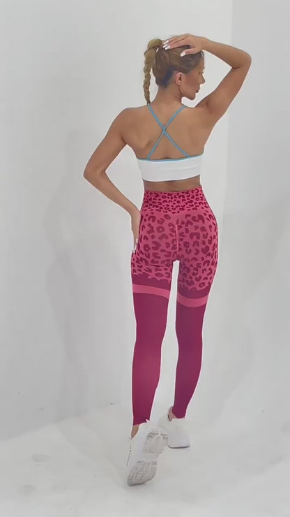 Leopard Print Fitness Pants For Women High Waist Butt Lifting Seamless Leggings Elastic Running Sport Training Yoga Pants Gym Outfits Clothing
