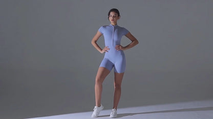 Summer Zipper Short-sleeved Shorts Jumpsuit Yoga Fitness Dance Slim Sports Bodysuit Women Sports Clothing