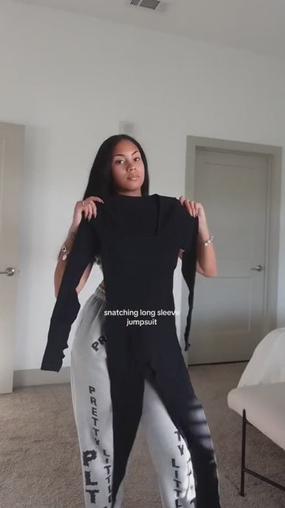 Fall Winter Hot-selling Women's Clothing Long Sleeve Jumpsuit Yoga Sexy One-piece Square Collar Sportwear